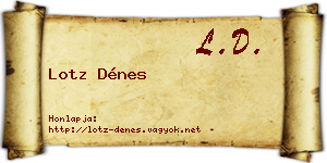 Lotz Dénes névjegykártya